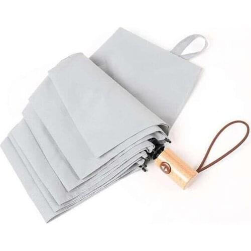 Automatic umbrella lady student Japanese art style creative wooden handle 3 fold simple sun umbrella LX6476