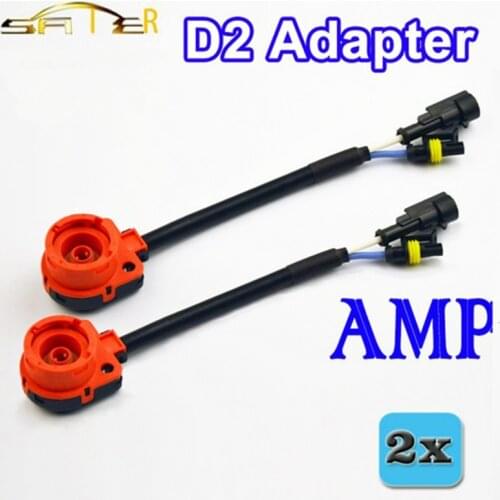 Free Shipping New 2PCS D2 D2C D2S D2R Adapter AMP Socket Conerter Cable XENON Harness Wire HID Bulb Base Adaptor Car Accessories
