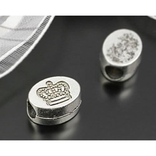 E487)50 pieces 11x9mm,hole 4mm Antique Silver Zinc Alloy Crown Large Hole Spacer Beads Bracelets Beads Diy Jewelry Accessories