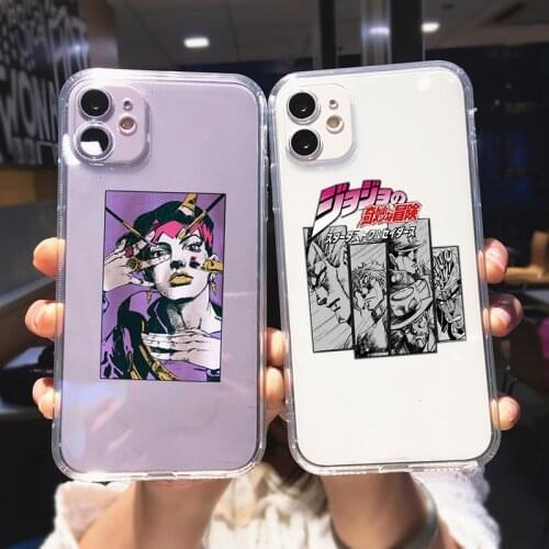 JOJO’S BIZARRE ADVENTURE JoJo Anime Phone Case for IPhone 12 11 Pro Max XR XS MAX X 8 7 6 Plus SE2020 Clear Back Cover Shell