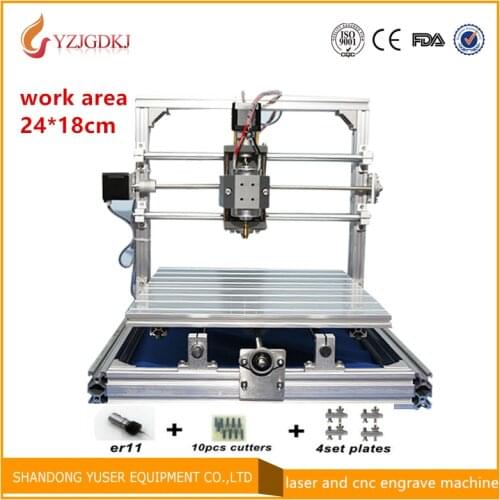 CNC 2418 with ER11,diy mini cnc laser engraving machine,Pcb Milling Machine,Wood Carving machine,cnc router,cnc2418,toys
