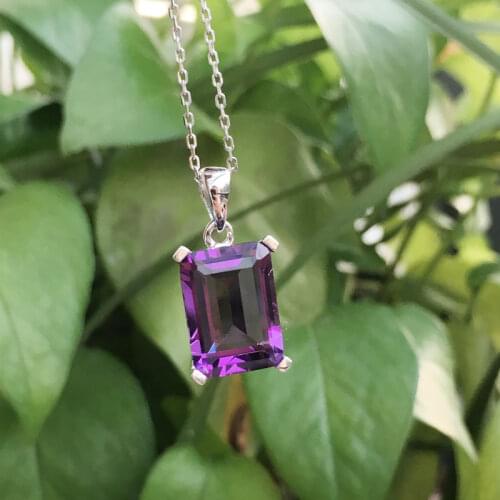 CSJ Fine Jewelry Amethyst quartz gemstone noble good oct10*14mm Pendant or necklace Sterling 925 Silver For Women Lady Gift box