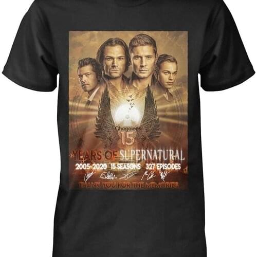 15 Years of Supernatural cast Signature 2005 2020 15 Seasons 327 Episodes Gift Mens WomensT Shirt