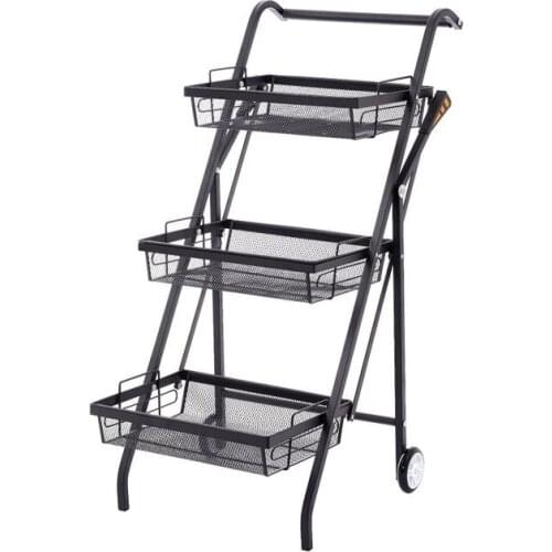 Kitchen movable floor multi-layer trolley, installation-free folding shelf trolley, extendable bathroom rack