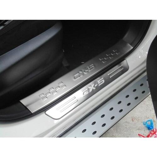 Stainless steel door sill strip for 2012-15 MAZDA CX-5 exterior inner Threshold trim car styling welcome pedal Scuff plate cover