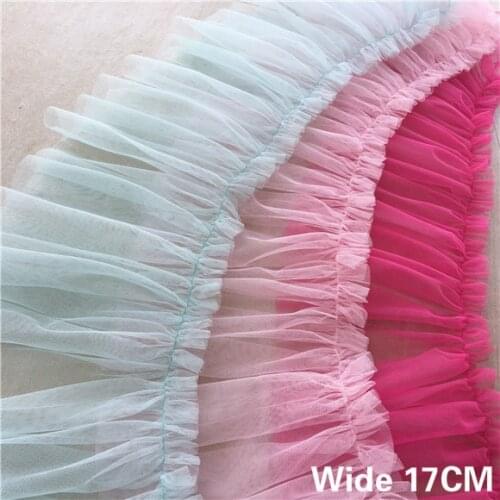 17CM Wide 3D Pleated Lace Ribbon Ruffle Edge Trim DIY Girls Fluffy Dress Garments Curtains Hem Decor For Sewing Supplies 3colors