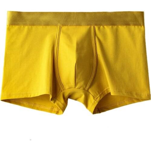 Man Cotton Solid Underwear Middle Waist Breathable Male Boxers U Pouch Bag Soft Mens Fashion Underpants Cueca Calzoncillos