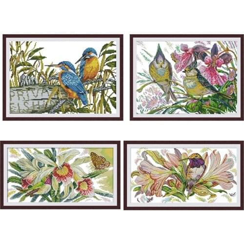 Various Flowers and Birds Pattern Cross Stitch Kit 11CT 14CT Chinese Cross Stitch Needlework Kit DIY Home Decoration Painting
