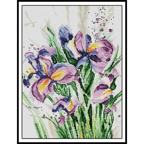 Irises DIY Handmade Stamped Cross-stitch Kits 14ct 11ct Counted Printed on Canvas Cross Stitch Needlework Embroidery Sets Crafts