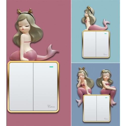 Switch Stickers Cartoon Socket Decoration Stickers Indoor Wall Stickers Fairy Tale Creative Resin 3d Stickers on The Wall