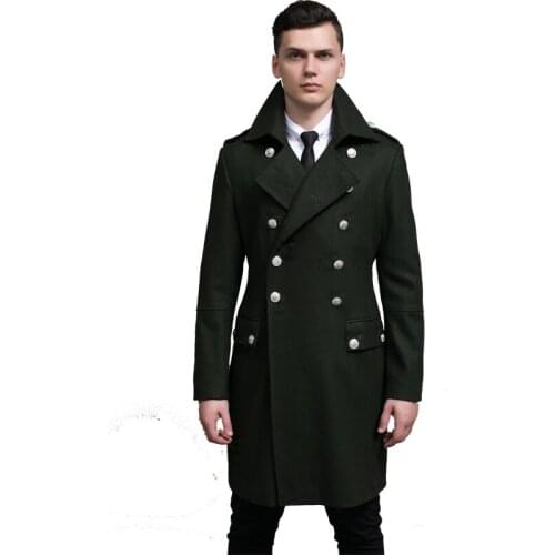 New Brand Mens Wool Trench Coat Men Double Breasted Retro Windbreaker Coats Mens Casual Lapel Autumn Winter Slim Jackets S-6xl
