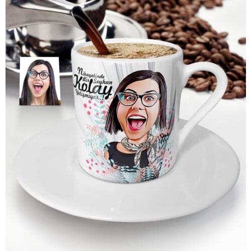 Personalized Lady Cartoon Turkish coffee Cup-8