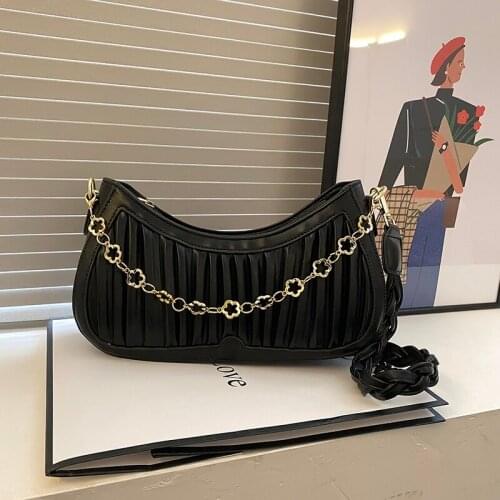 Pleated Square Shoulder Bag 2021 Fashionable New High Quality PU Leather Womens Designer Handbags Chain Casual Messenger Bags