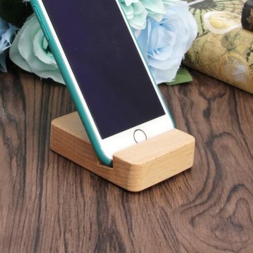 Portable Desk Cell Phone Wood Stand Holder Dock For Smartphone Mini E56B