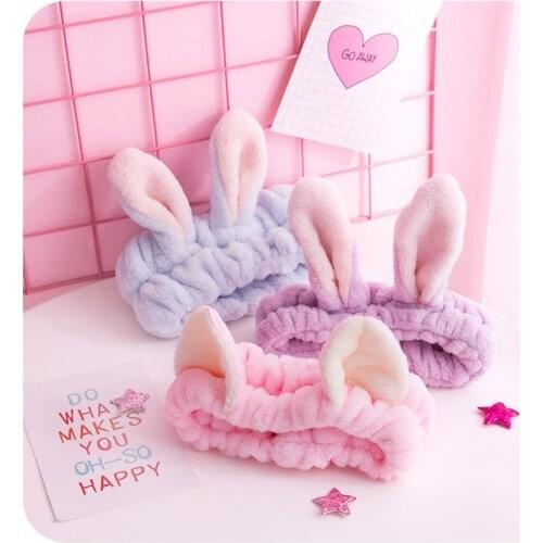 Wash Face Female Cartoon Headband Hair Band Headdress Accessories Soft Warm Coral Fleece Bow Animal Girls Turban For Women Adult