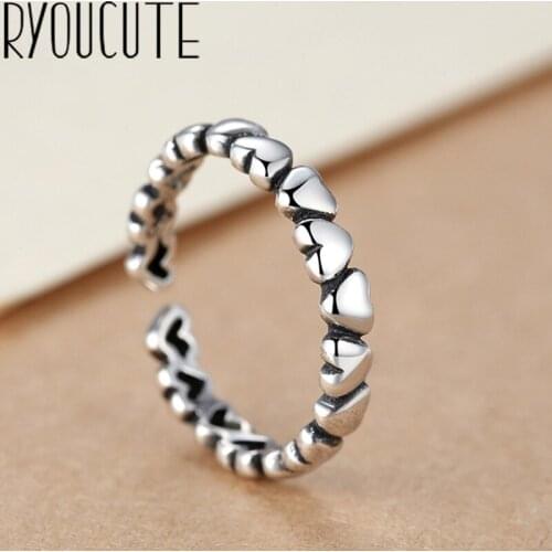 Simple Style Silver Color Love Hearts Rings for Women Men Jewelry Big Open Rings bague femme