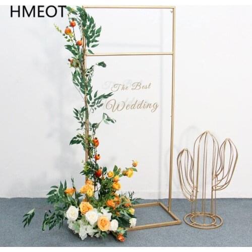 Rose Gold Wrought Iron Wedding Arch Props Sign Shelf Background Frame Screen Flower Stand Welcome Area Square Arch Display Stand