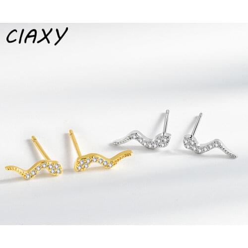 CIAXY 925 Sterling Silver Animal Snake Stud Earrings for Women Personality Zodiac Earring Creative Design Exaggeration Jewelry