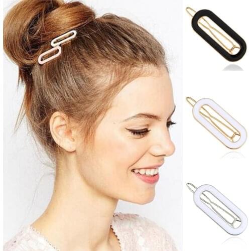 Shuangshuo Trend 2018 Korean Fashion Round Hair Accessories Oval Shaped Retro Enamel Hair Pins Geometric Hair Clips for Women