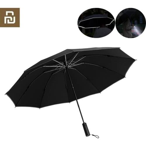 Youpin Folding Auto Reverse Rain Sun Umbrellas Inverted Reflective Folding LED Light Safe Night Windproof Frame For Men Women