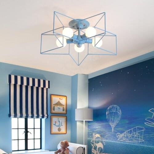 Modern Chandelier For the childrens room Bedroom home Kids girl Pink Star Ceiling lamp indoor Nordic Decor Light Fixtures WF