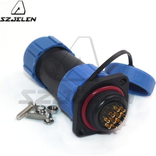 SP21 series Waterproof 10 pins High voltage connector IP67 flange round Waterproof Aviation Plug socket Cable Gland Connector