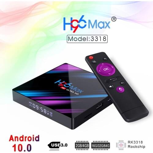 H96 MAX RK3318 Smart TV Box Android 10 10.0 4GB 32GB 64GB 4K Youtube Bluetooth Media Player Android TV Set Top Box 2GB 16GB