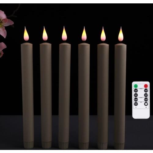 Pack of 4/6/10 Purple Yellow light Flickering Wedding Candles With Remote,Battery Operated LED Long Taper Candlesticks For Event