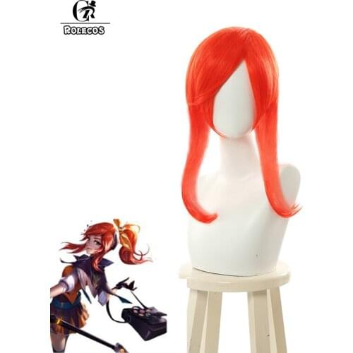 ROLECOS Game LOL Lux Cosplay Hair Battle Academia Lux Cosplay Hair 55cm Orange Heat Resistant Synthetic Hair