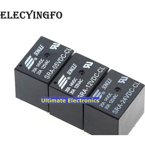 10PCS 5FEET SRA-05VDC-CL SRA-12VDC-CL SRA-24VDC-CL 5V 12V 24V T74 20A RELAY