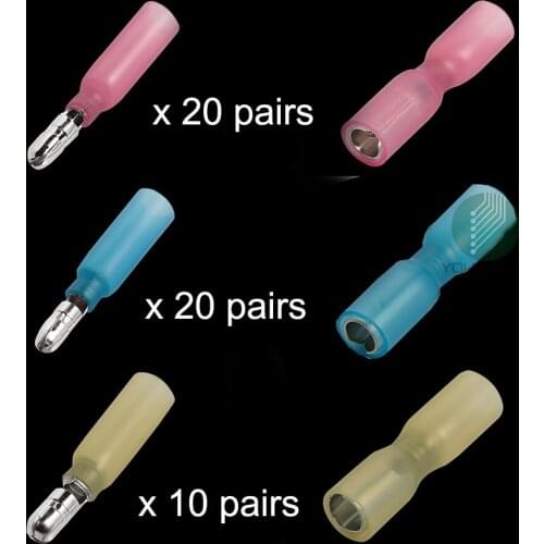 100 Pcs 3 Mixed Sizes Electrical Heat Shrink Wire Connectors Crimp Bullet Waterproof Marine Automotive Terminal
