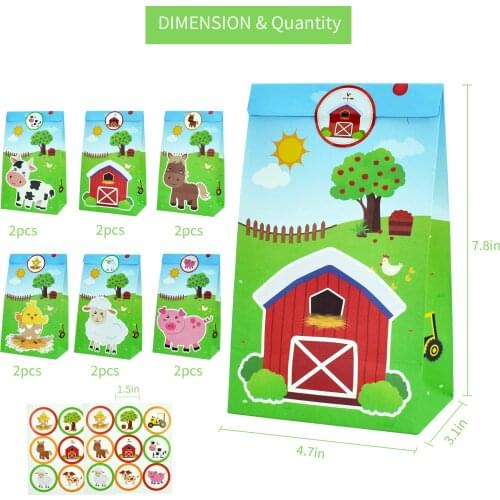 Farm Party Goodie Bags Animal Paper Bag Treat Children Birthday Candy Box Farm Animals Goodies Kraft School Birthday Gifts