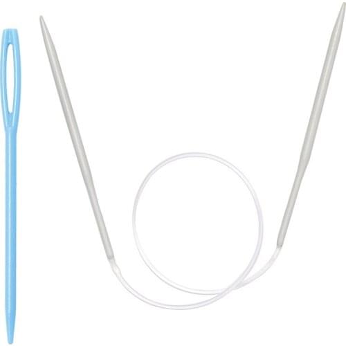 15 Size Sweater Knitting Needle Aluminum Ring Needle 60cm PP Tube Line Circular Knitting Needlework Kits DIY Knitted Tool