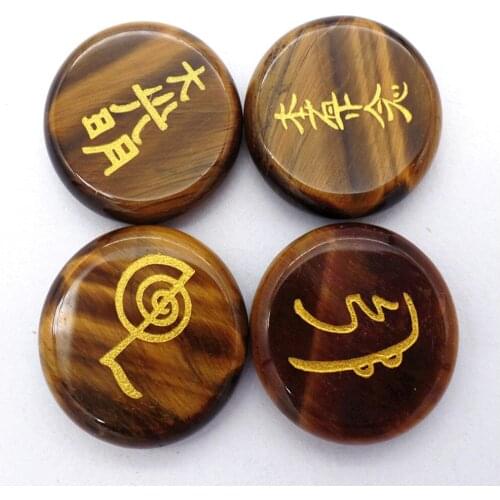 4Pcs/set 25x6mm Wholesale Natural Brown Tiger Eye Gem Seven Chakras Reiki Healing CAB DIY Jewelry Accessories S198