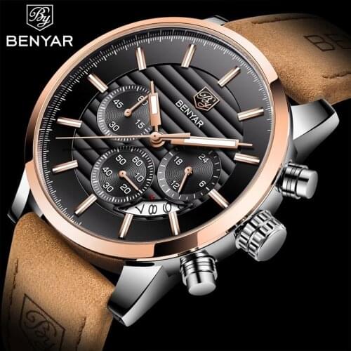 Benyar Luxury Stainless Steel Watch Mens Quartz Watch Men Casual Army With Luxury Watch Waterproof Exercise Clock Relogio 2021