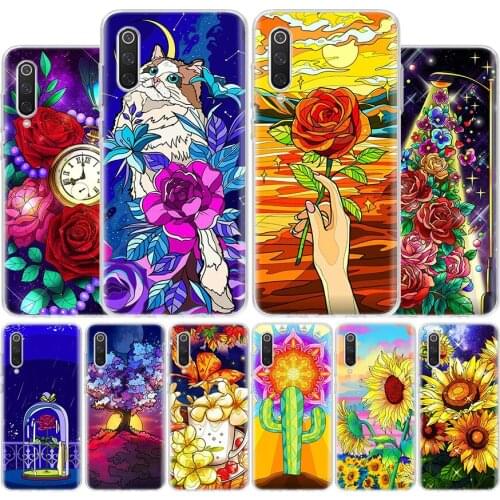 Colorful Roses Sunflower Art Cover Phone Case For Xiaomi Redmi Note 10 9 9S 8T 8 7 6 5 9A 6A 7A 8A 9C K20 S2 Pro Luxury Soft Coq