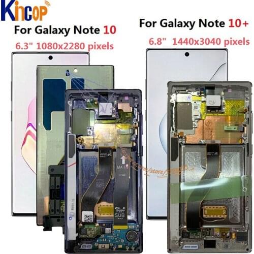 For Samsung Galaxy Note 10 Lcd N970F N9700 with Frame Display Touch Screen Digitizer For Samsung note10+ Note 10 plus LCD N975