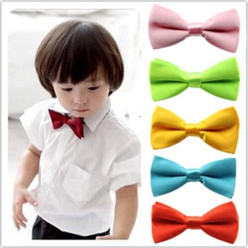Kids Plain Bowties Boys Tuxedo General Party Neckties Butterfly Jacquard Bowtie For Girls 42 Colors, 500pcs