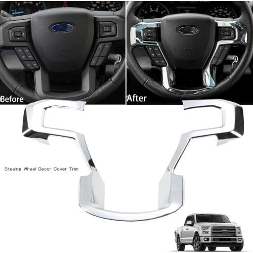 Chrome Steering Wheel Trim Moulding Trims Cover for 15 -17 for Ford F150 Accessories