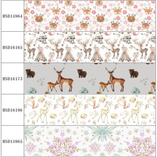 HuangTao 22MM 25MM 38MM 50MM 75mm Printed Pattern on Grosgrain Ribbon for diy ribbon