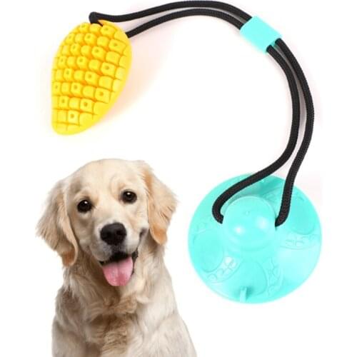 Dog Bite Toy with Suction Cup Pet Cleaning Toothbrush Tools Dog Tug Rope Ball Toy