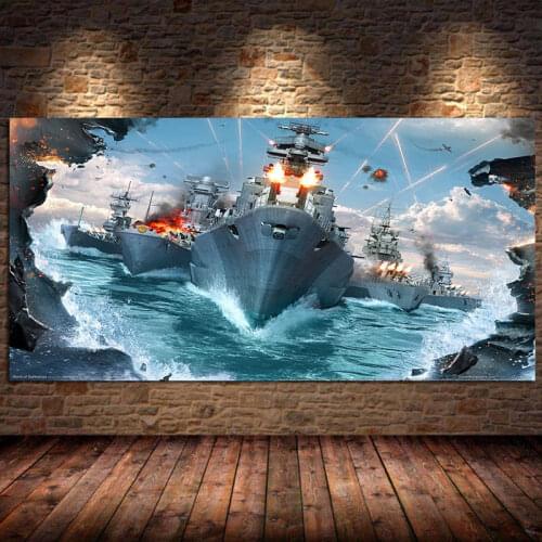 World of Warship Game Beautiful Canvas Painting Poster and Prints Wall Art Picture Cuadros for Gamer Room Bedroom Decor Unframed