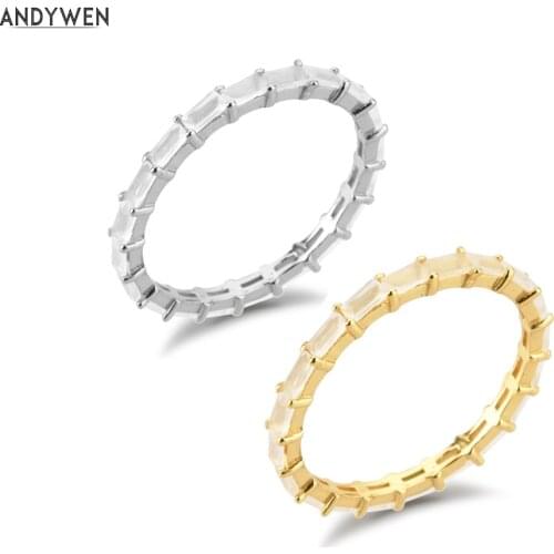 ANDYWEN 925 Sterling Silver Circle Round Milk Zircon Size Ring Fashion Fine Jewelry 2021 Crystal Wedding CZ Luxury Jewels