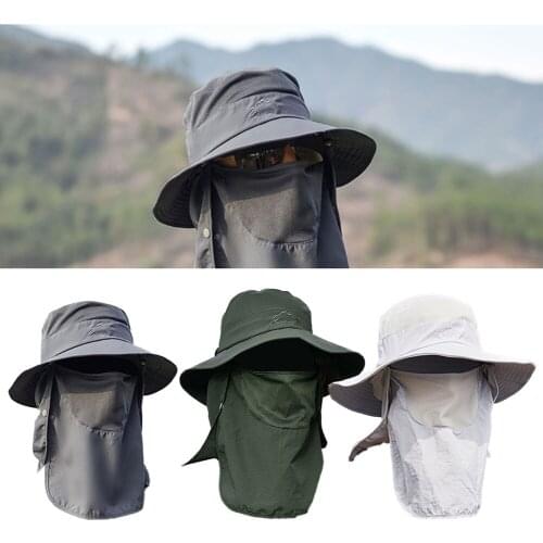 Multifunctional Sunshade Men Hat Outdoor Fishing Hiking Male Sun Hat Neck Sleeve with Earmuffs Breathable Summer Headwear