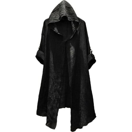 Mens Vintage Halloween Hoody Costumes Gothic Swallow-Tail Coat Cosplay Long Uniform Long Sleeve Steampunk Jacket DQ275