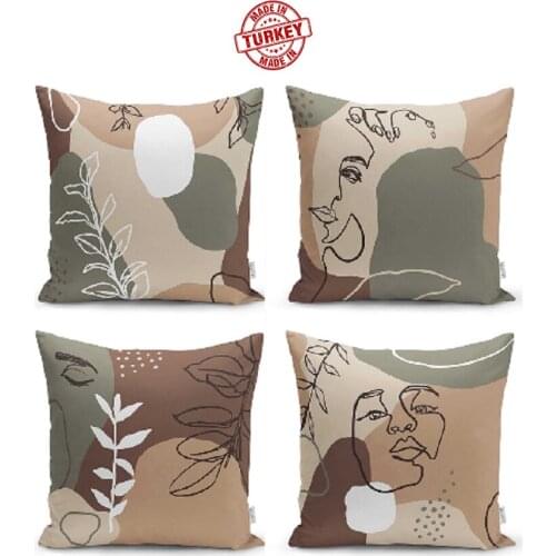 4 PIECES CUSHION COVER SET 43X43 CM PORTRAIT - FROM TURKEY