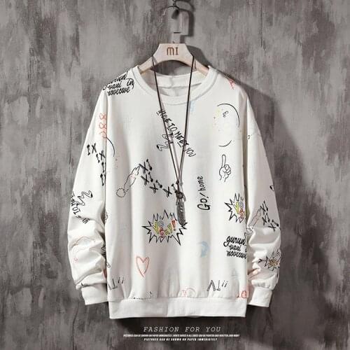 2020 New Fashion Print Hoodies Men Streetwear Hip Hop Black Gray White Mens Casual Hoodie Sweatshirts Autumn Pullovers