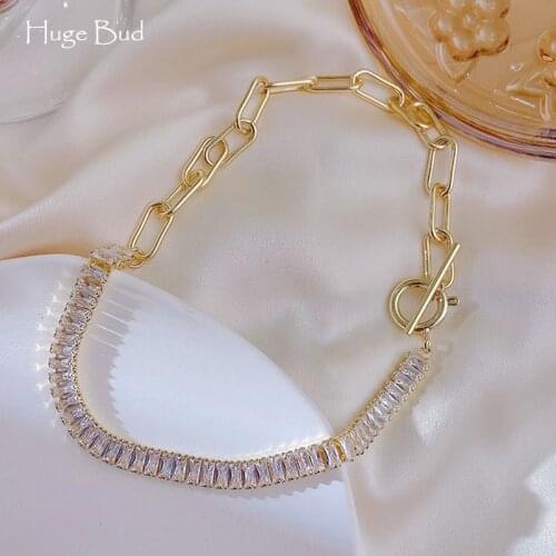 Huge Bud AAA Cubic Zircon Choker Necklace Real Gold Plated Collares For Women Girl Fashion Jewelry Short Collier Chain Choker