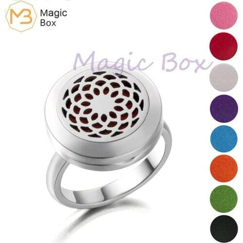 Stainless steel Aromatherapy Essential Oil Diffuser ring om diffuser jewelry for women with free cotton pads