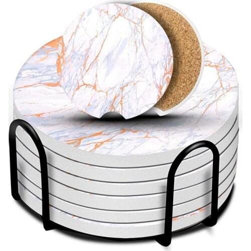 Coasters For Drinks,Cup Coasters For Wooden Table,Ceramic Coasters For Drinks Absorbent With Holder,Car Coasters